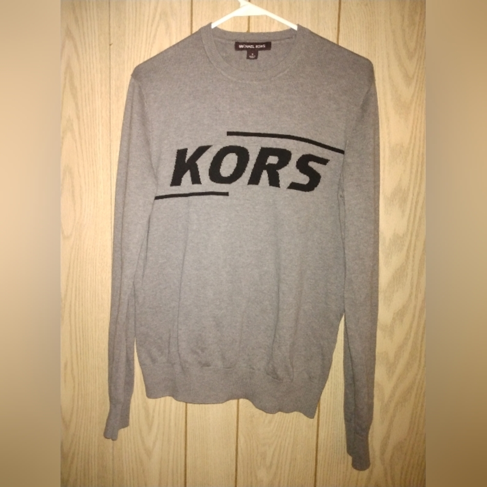 Michael Kors Grey Graphic Crewneck Sweater Small Mens